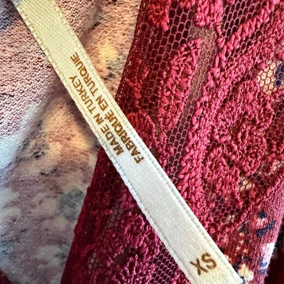 Free People Sweet Talker Floral 90s MinI Dress In Merlot - Picture 10 of 11